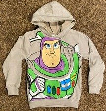 Disney Pixar Little Boy's Hooded Buzz Lightyear Pullover Grey Size 5 / 6