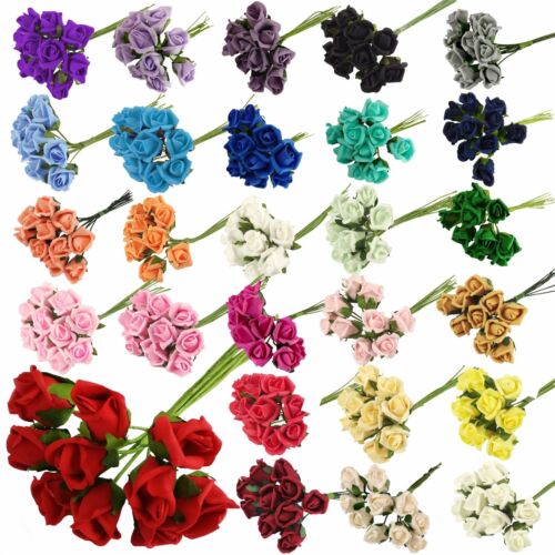 Bouquet de 10 boutons de rose en mousse - grappes simples fleurs artificielles bouquet de mariage - Photo 1 sur 29
