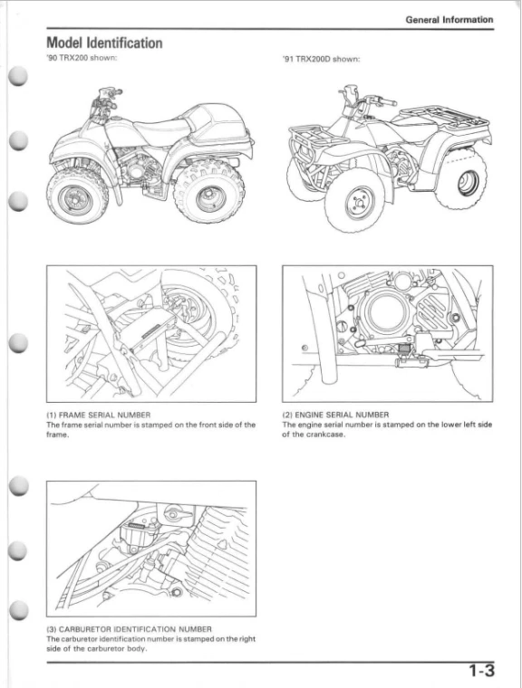 Honda TRX200 y TRX200D 1990-1997 manual de reparación de taller de servicio remanufacturado Foto 3 de 4