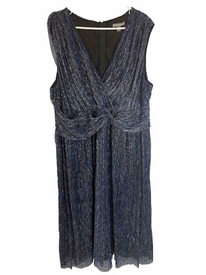 Jessica London Formal Evening Dress Long Women Plus 22W Blue Metallic  Sleeveless | eBay