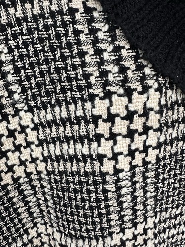 Vintage Y2K Woman’s 6 Cape Short Black Cream Houndstooth Textured Wool Cropped - Picture 7 of 13