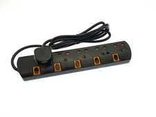 SURGE PROTECTED SWITCHED EXTENSION LEAD CABLE 5M METER METRE 3 4 5 6 WAY - BLACK