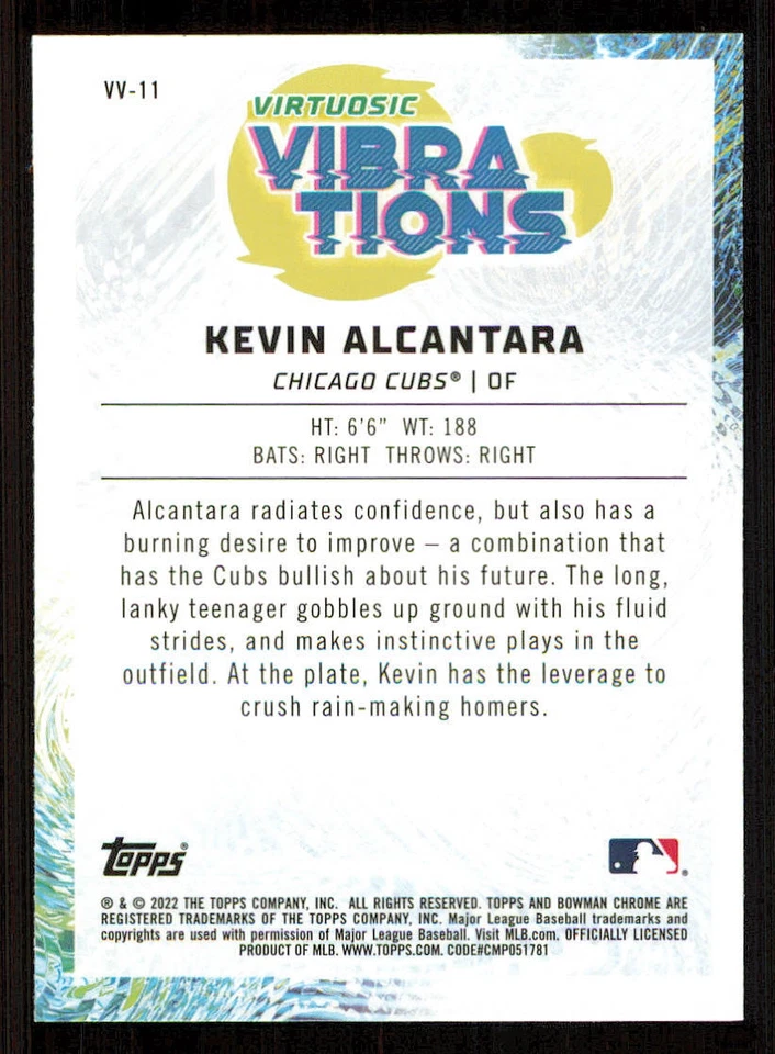 2022 Bowman Chrome Virtuosic Vibrations #VV11 Kevin Alcantara - Image 2 of 2