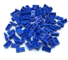 LEGO LOT OF 100 BLUE 1 X 2 STUD PLATE MOC BUILDING PARTS