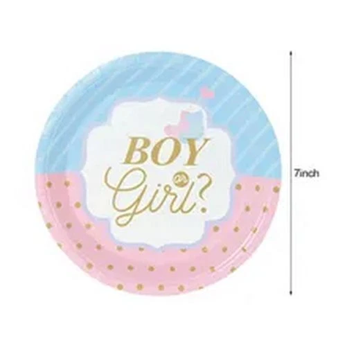 49 peças decoração conjunto de louça prato/copo de papel descartável revelação de gênero menino ou menina - Imagem 3 de 4