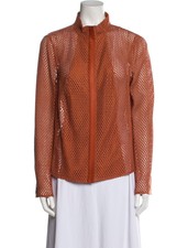 Akris Bergdorf Goodman Jacket Chestnut Laser Cut 100% Wool Silk Size Uk 6