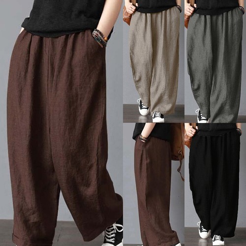 Retro Trousers Wide Leg Pants Baggy Pants Bottoms Loose Leisure Pants Solid ⚝ - Picture 2 of 20