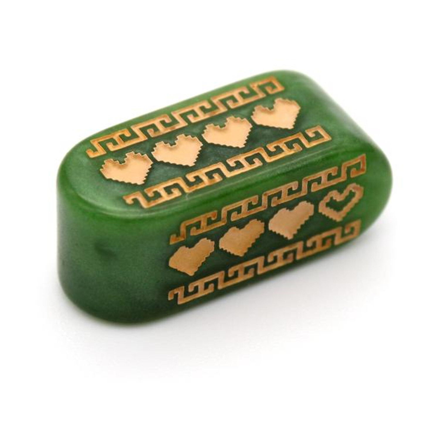 Dice Envy Plastic Dice Infinity d4 Pixel Hearts Green w/Gold (Hylian