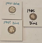 Lot Of 3 -2  90% Silver Mercury Dimes - and a 1905 Barber dime