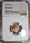 NGC MS-64 RB 1910-S Lincoln Cent, Razor-Sharp, Frosty, PQ specimen!