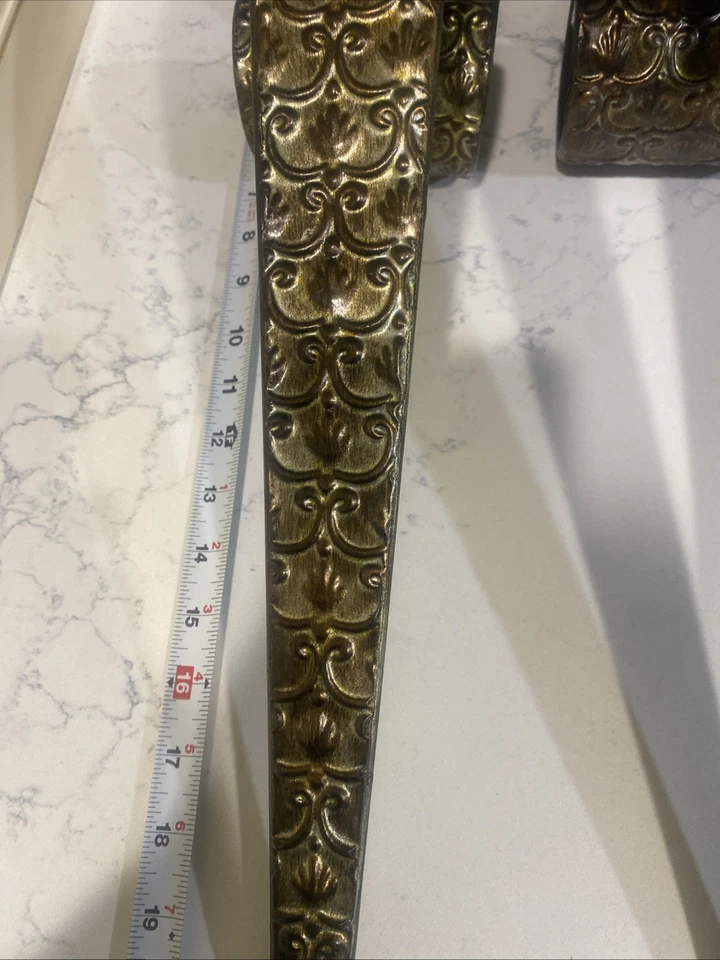 "Aplique de pared grande de 23"" para colgar velas de metal dorado/bronce 2 piezas" Foto 4 de 4