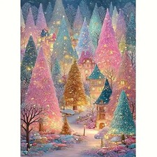 5D Tree Diamond Painting Kits for Adults,Forest Castle Diamond Art Kits for A...