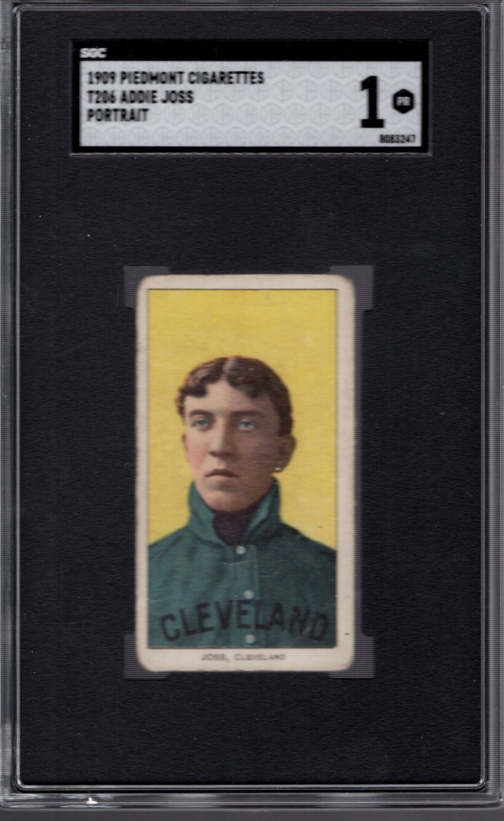 1909 T206 Piedmont ADDIE JOSS (HOF) SGC 1 POOR  Cleveland NAPS  PORTRAIT