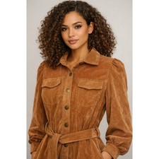 TCEC Corduroy Tan Shirt Dress Size Medium