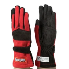 Racequip Racing Gloves 355013; SFI-5 Medium SFI 3.3/5 Double Layer Red