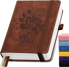 Lined Journal Notebook 365 Pages, A5 Leather Journals for Writing Women  Men, H