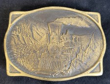 Vintage 1970s Heritage Mint B-D541 American Railroad Solid Brass Belt Buckle