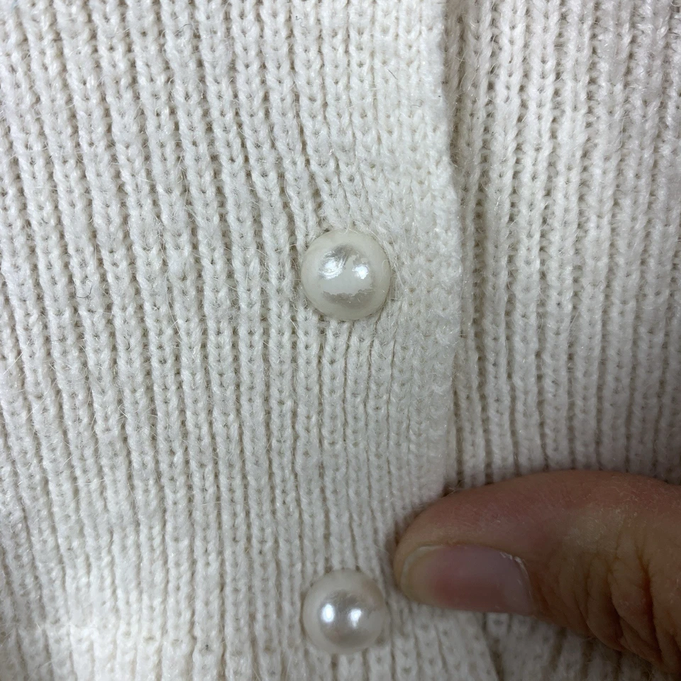 Suéter De Colección Spiegel Grueso Peplum Marfil Blanco Perla Botón Clásico Preparación Academia Foto 4 de 4
