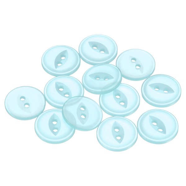 12-Teilig Runde Hellblaue NäHknöPfe 18Mm FüR Resin 2-Loch Fischaugen Handwerk-image