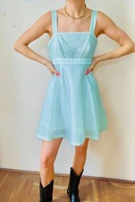 VERSUS Versace Jeans Couture Vintage Short Dress Aqua Blue Silk Size IT 44 M