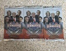 3x Sealed Packets Of 2016 Decision American Politics Election Trading Cards