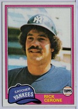 1981 Topps #335 Rick Cerone in EXMT Condition Yankees