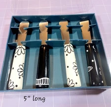 Black & White Cheese Knife Spreaders 4 Piece Set Bella Casa By Ganz 5" Long