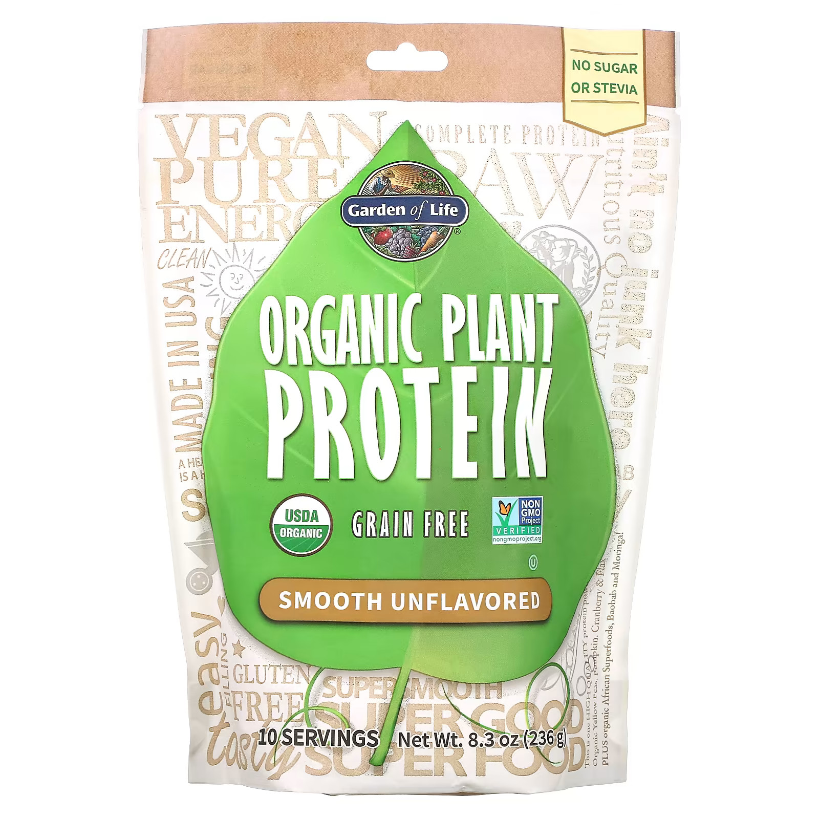 2 X Garden of Life, Organic Plant Protein, Smooth Unflavored, 8.3 oz -worldwide