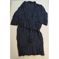 Vintage Munsingwear Lifestyle Men's Robe Bathrobe Plaid Blue Cotton One Size