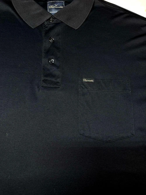 Faconnable Para Hombres Pullover Tejido Manga Corta Algodón Azul Marino Logo Polo Grande L Foto 2 de 3