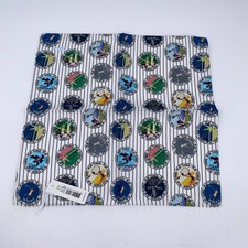 Eton Pocket Square Mens Multicolor Tennis Emblem Pinstripe Silk Fantasy NWT