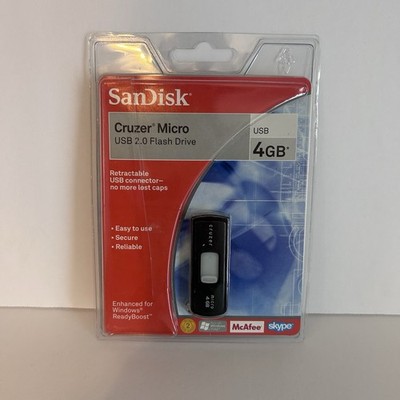 SanDisk Cruzer Micro 4GB USB 2.0 Flash Drive Retractable New Sealed