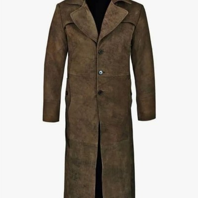 Classic Suede Long Coat in Rich Brown