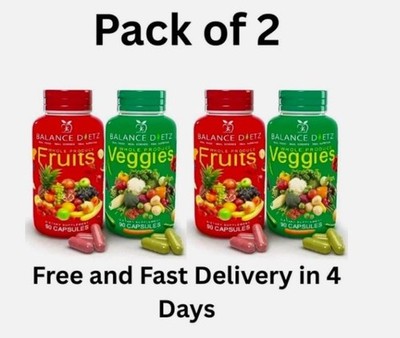 2 Packs Fruits and Veggies Supplements 180 Fruit and 180 Veggies Capsules 02/27 