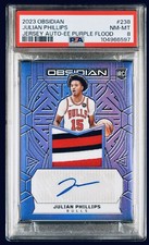 2023 Obsidian Julian Phillips Jersey Auto Purple Flood /49 PSA 8
