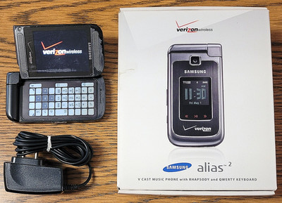 Samsung Alias 2 II SCH-U750 - Gray ( Verizon ) Very Rare Dual Flip Phone-Bundled