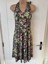 Boden Women's halterneck  Brown & Floral Dress Size 12