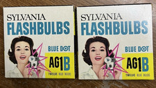 2x Vintage Sylvania Flashbulbs Blue Dot AG1B 12 Bulbs in Package Box