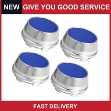 4Pcs 66mm Outer Dia 6 Clips Car Wheel Tyre Center Hub Caps Silver Tone Blue