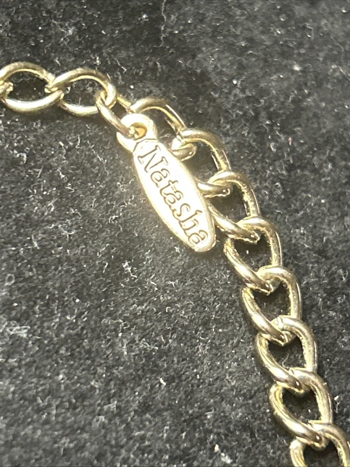 娜塔莎五颜六色的水晶花卉围兜声明项链金色  — 第 4/4 张图片