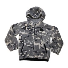 Abercrombie  Fitch Long Sleeve Hoodie Fleece Full Zip Gray Pixel Sweater 7/8