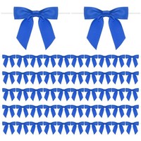 "50Er-Pack Satinband Twist Tie Schleifen, 3,5\" Schleifen Twist Ties [Dunkelblau]"