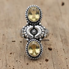 Yellow Citrine Gemstone 925 Sterling Silver Ring Handmade Jewelry Ring For Gift