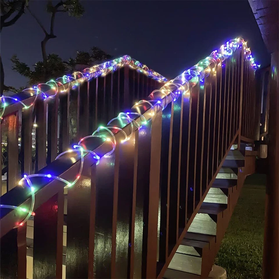 Solar LED Powered Fairy String Rope Strip Lights Waterproof Outdoor Garden Patio - Image 3 of 4