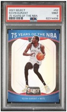 2021 Panini Select #52 Kevin Durant Prizm (75 Years of the NBA) PSA 9