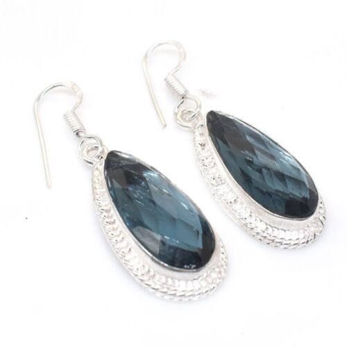 Apatite Dangler Earrings 925 Sterling Silver Plated Wedding Jewelry Gift 1.5"