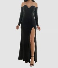 Emerald Sundae Juniors Women's Black Strapless Bodycon Mermaid Gown Dress Sz XS