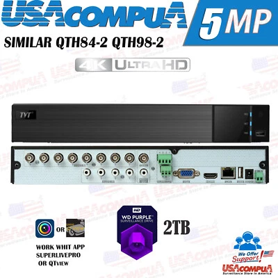 TVT SIMILAR (Q-SEE QTH98-2) 8 Channel DVR HD 1080p 2TB TB PURPLE MULTIFORMATO