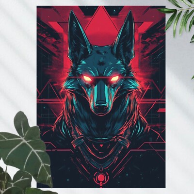 Anubis Gott mit leuchtenden Augen Poster Schöne Wanddeko Dekoration