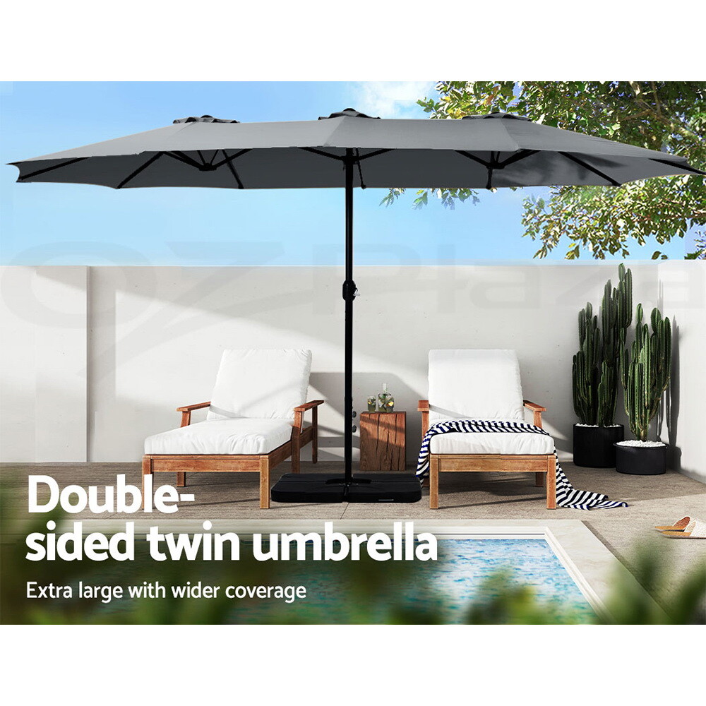 Instahut Outdoor Umbrella Twin Umbrellas Beach Garden Stand Base Sun